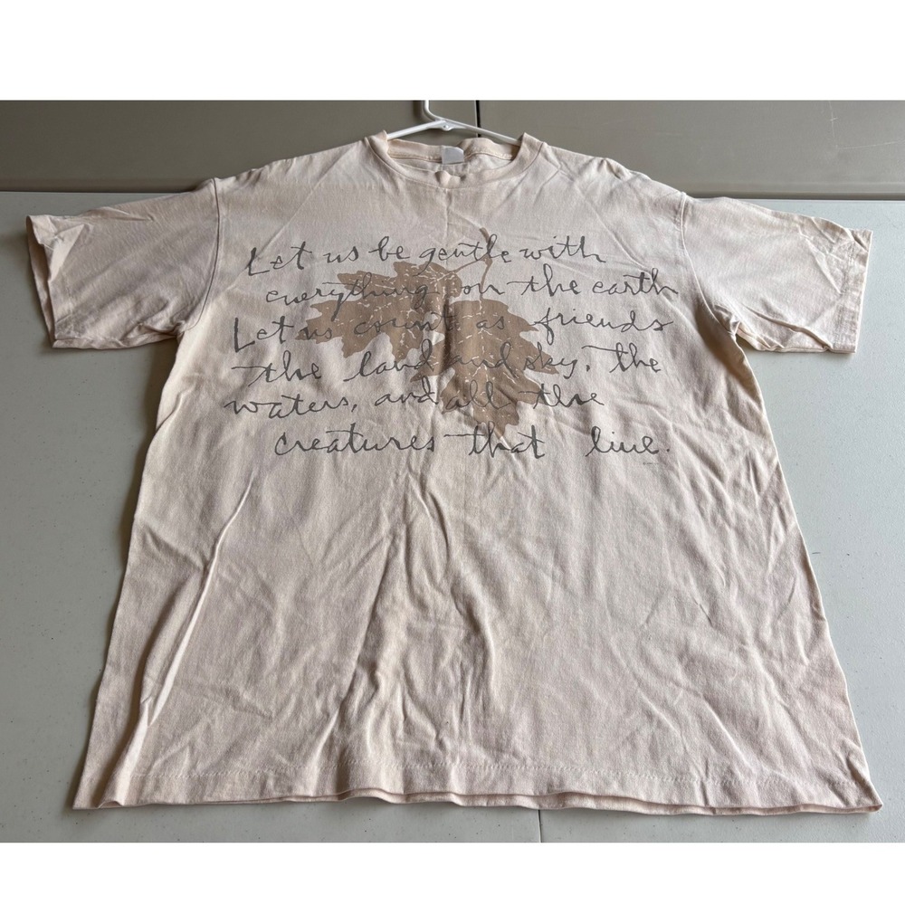 Vintage Natural Expressions Nature Quote Graphic T-Shirt Cream XL Made‎ in USA